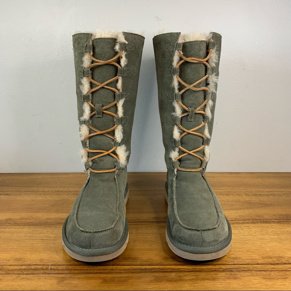 UGG Whitley Olive Green Tall Shearling Boot Size 6 - Picture 2 of 10